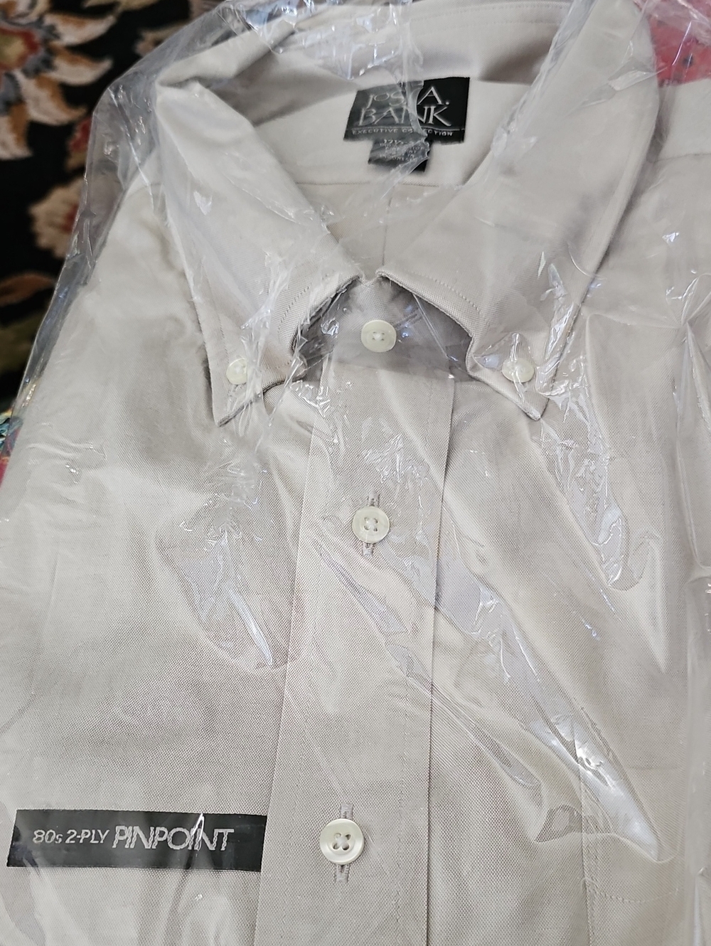 Jos. A. Bank Men's Button-Down Dress Shirt — Ivory 17.5 X 34